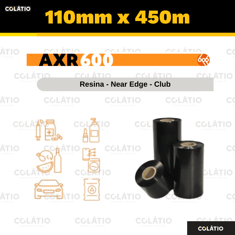 RIBBON RESINA | AXR600R | 110X450 | VERMELHO | EXTERNO | 1"
